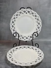 2 Westmoreland Forget Me Not Luncheon Plates | 8.5” Milk Glass Lattice Edge Vtg.