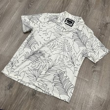 Porter & Ash Kinetic Elasticizzato Uomo Grande Bianco Nero Foglia Tropicale Bottone