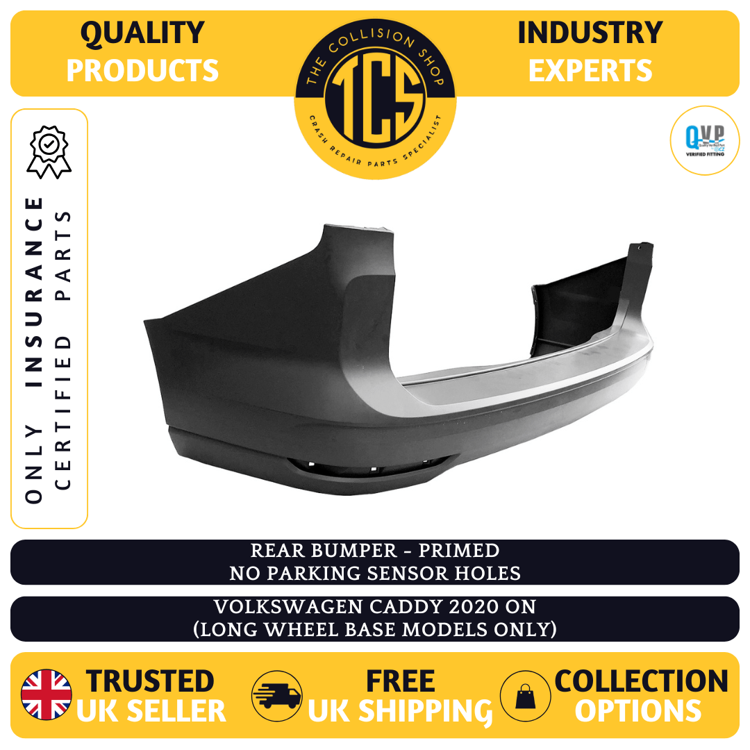 VW CADDY 2020> REAR BUMPER PRIMED LWB MODELS ONLY NO PARKING INSURANCE CERTIFIED