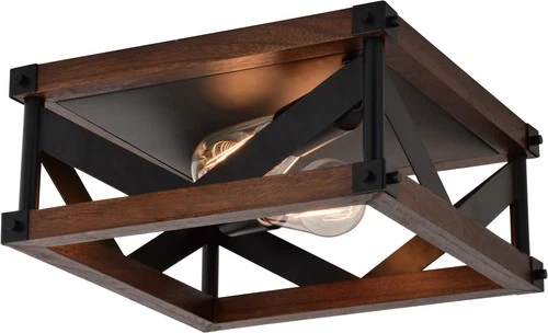 Vaxcel Lighting C0260 Wade 2 Light 13"W Flush Mount Square - Matte Black / - Picture 1 of 12