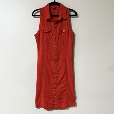 Guess Women’s Size XS Red Sleeveless Front Snap Buttons Shirt Dress