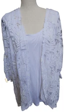Notations 2 Piece Set Size 3X White Rayon/Poly Lace Top & Tank