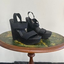 Steve Madden Black Stina Wedge Sandals - Chunky Y2K Platform Slides - Size 8M