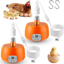 2 Pack Chicken Coop Heater, Timing Heat Lamp for Chickens, Smart Temperature Con