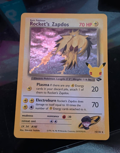 Rocket's Zapdos 15/132 Gym Challenge Holo Rare Vintage 1999 English Nintendo