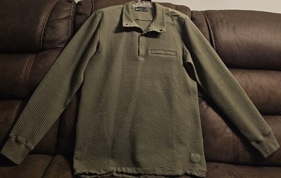 Helly Hansen Olive Green Mens Lillo Snap Pull over Sweater Size Large 