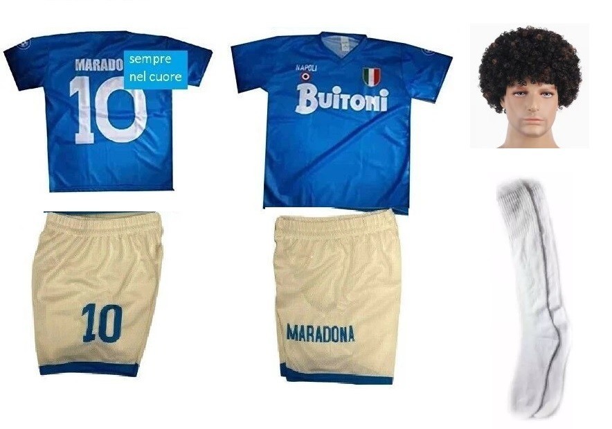 Peluca Camiseta Pantalones Cortos Diego Calcetines Maradona Napoli Buitoni