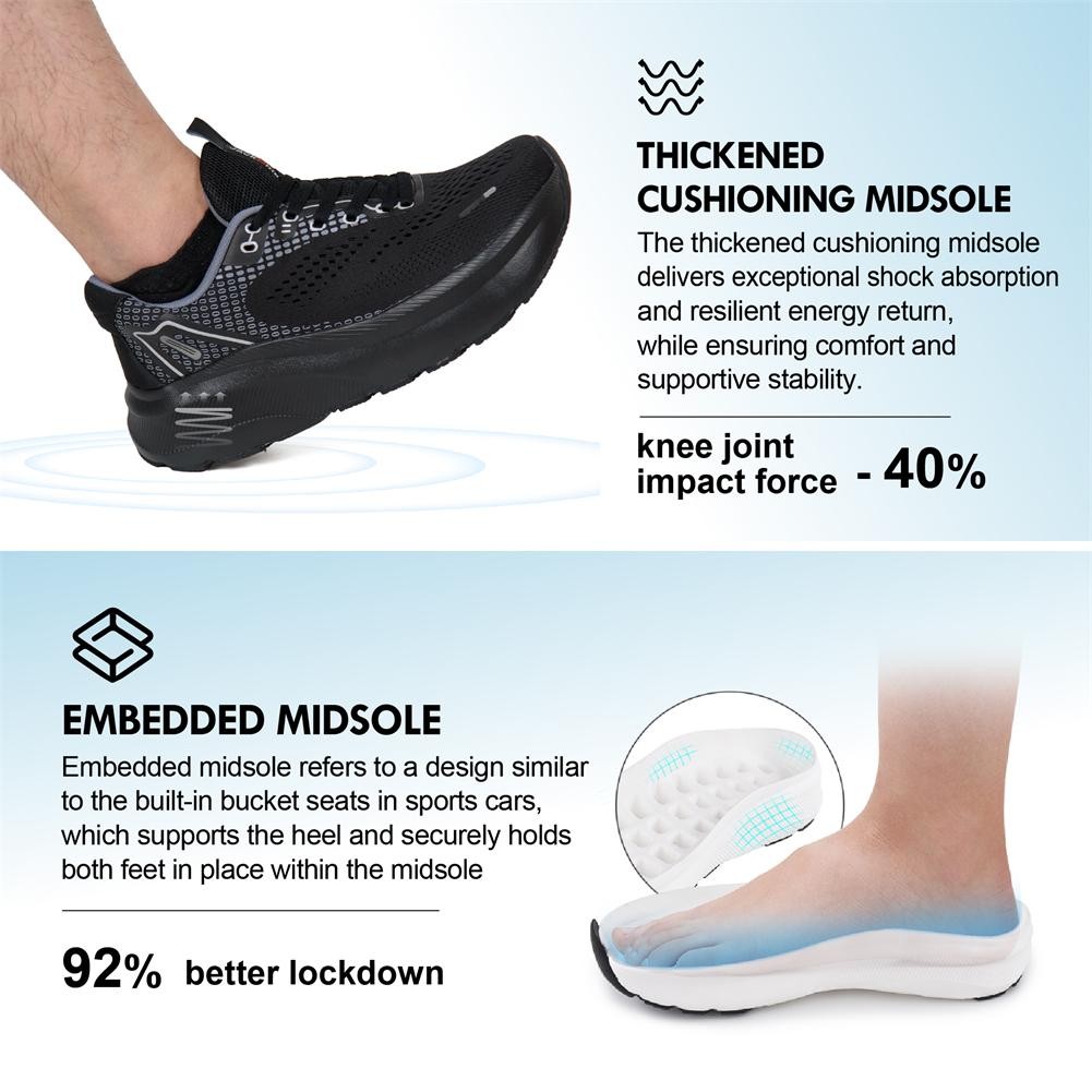 JACKSHIBO Men's Wide Toe Box Shoes Arch Support Wide Width Sneakers for Tennis