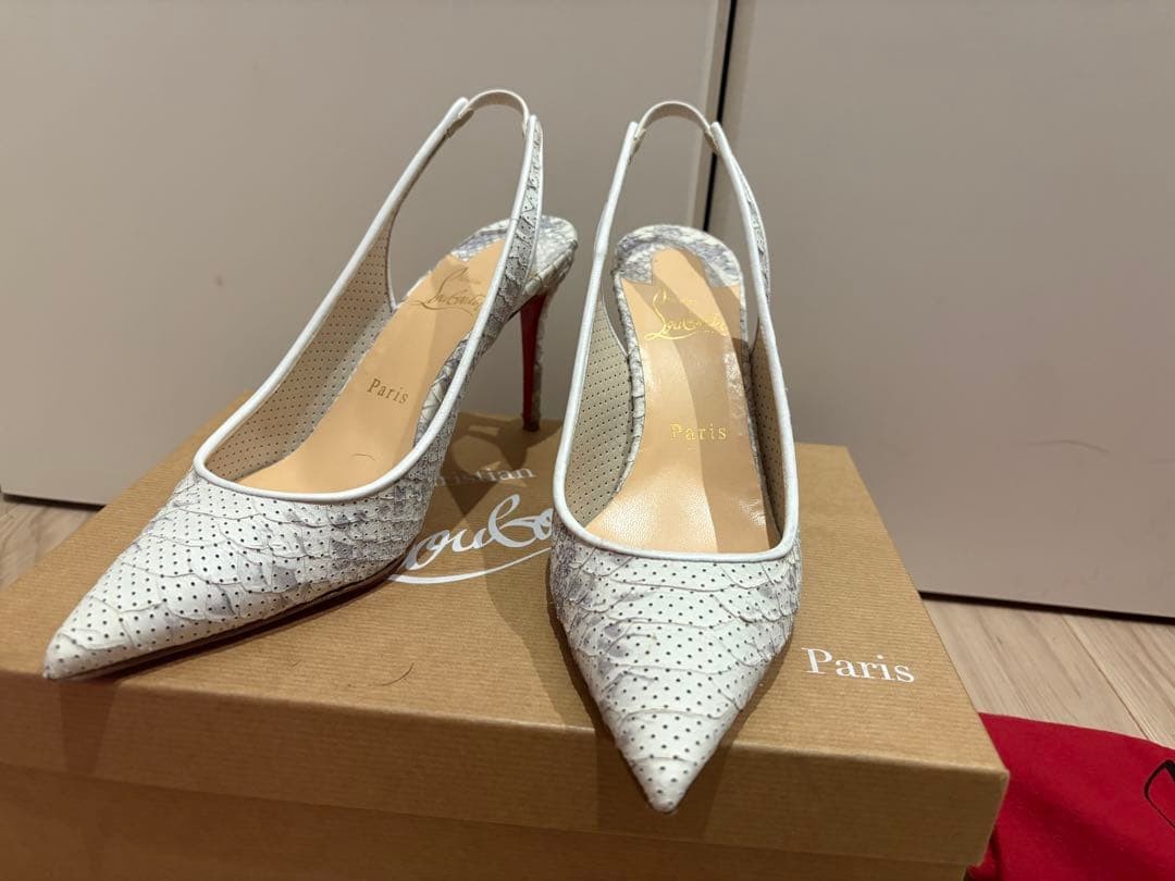 Rare Christian Louboutin Python Slingback Heels W… - image 2