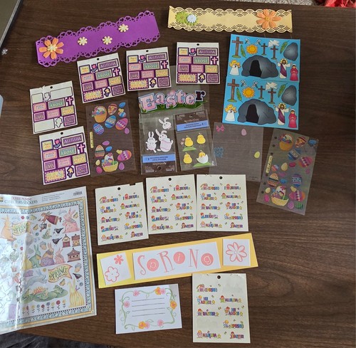Lot Of Easter Scrapbooking Epoxy & Regular Stickers, Borders & Embellishments