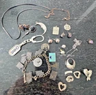 Vintage Antique 925 Sterling Silver Jewelry Earrings Ring KEY CHAIN lot 121 gram