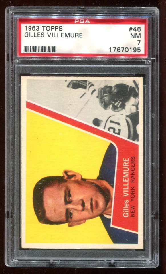 1963 Topps Hockey #46 Gilles Villemure RC Rookie PSA 7 NM Rangers~(PL) - Image 2 of 3