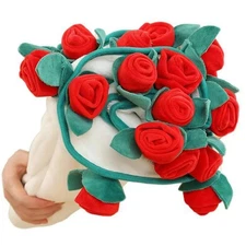 Rose Bouquet Blanket, Flannel Throw, Detachable Roses, Red, 40 in, Gift, Mom