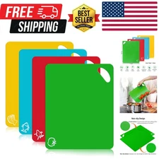 Color-Coded Plastic Cutting Mats - Extra Thick, Non-Slip, Easy-Grip Handles