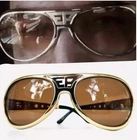 Elvis 70's Style Sunglasses with EP/TCB logos. Gold W/ Amber Lens. EPE NWT