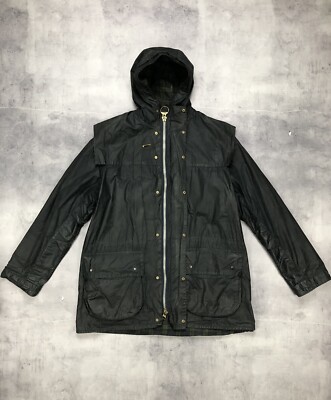 Barbour A6 Lined Durham Blackwatch Lined 90s 1998 Wax Jacket Black