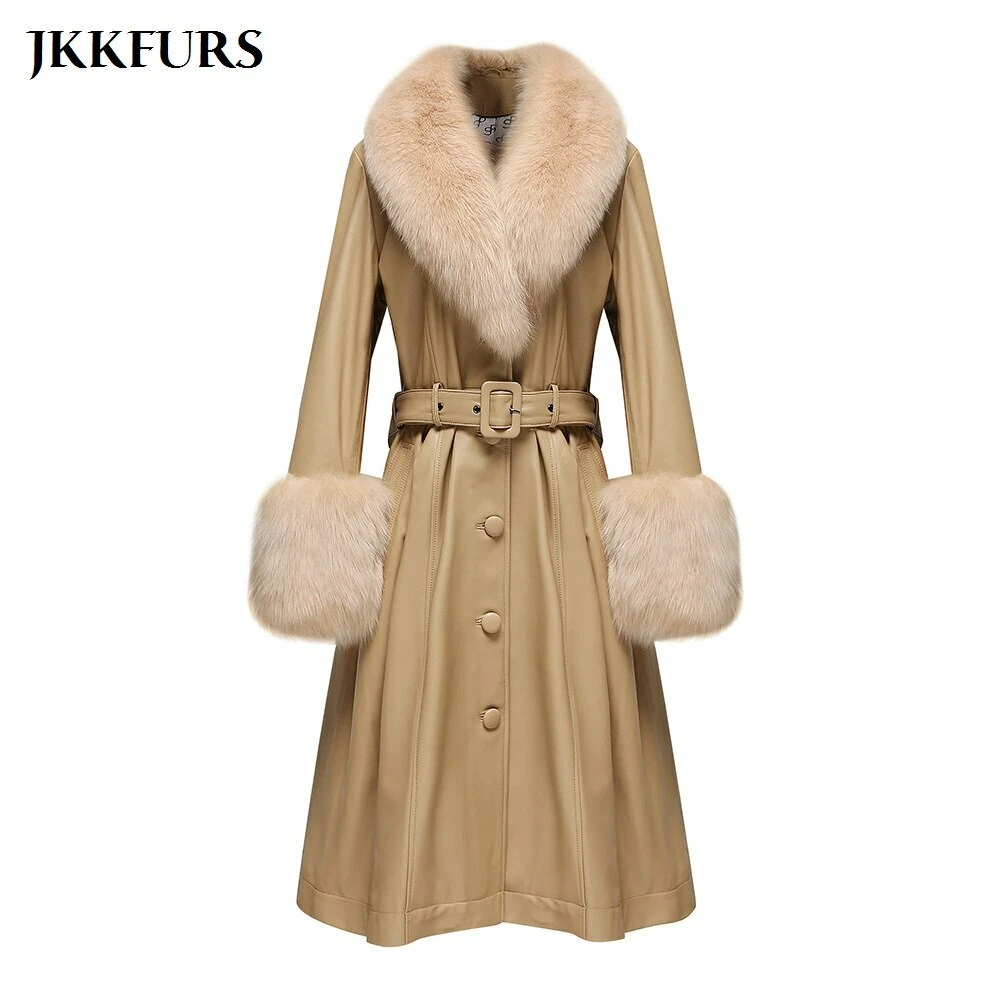 Shearling trench store coat womens