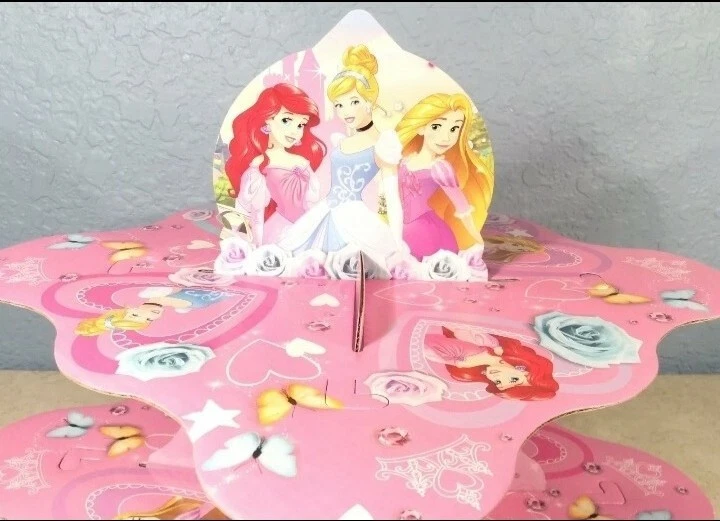 Disney Princesa Cupcake Snack Stand 9" Fiesta de Cumpleaños Cenicienta Ariel Aurora Foto 4 de 4