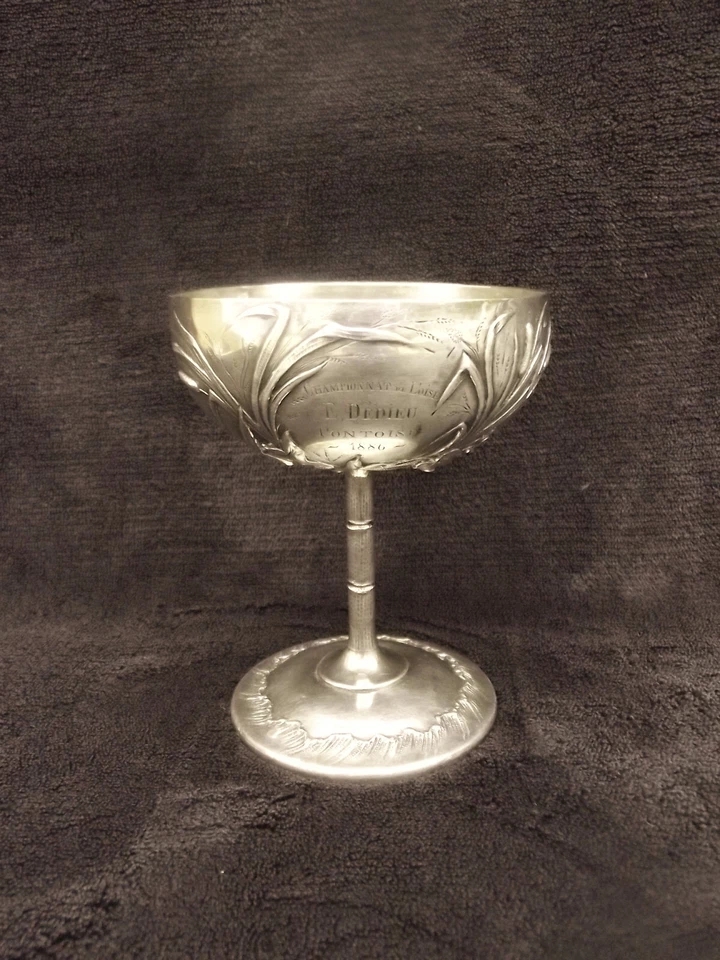 Pontoise 1886 Coupe Argent Poinçon minerve championnat de l'oise e. dedieu joncs - Photo 3/4