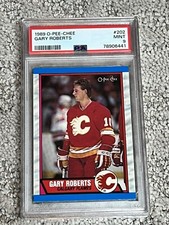 PSA 9 MINT HOCKEY CARD 1989 OPC O-PEE-CHEE HOF GARY ROBERTS ROOKIE FLAMES