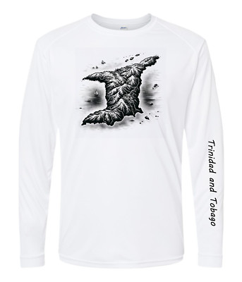 Trinidad and Tobago Map Flag Long Sleeve UPF 50 T-Shirt Fishing Boat UV Protect