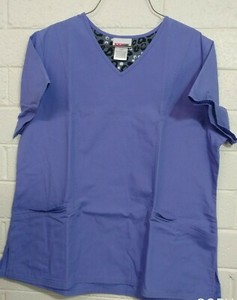 NWT Women's SCRUBSTAR MEDICAL SCRUB BLOUSE TOP Size L Dental Short Sleeve V~Neck