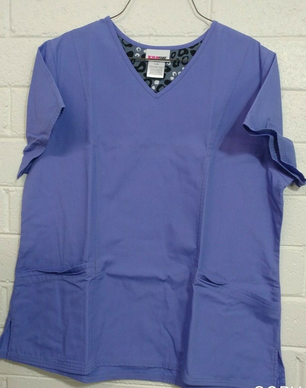 NWT Women's SCRUBSTAR MEDICAL SCRUB BLOUSE TOP Size L Dental Short Sleeve V~Neck