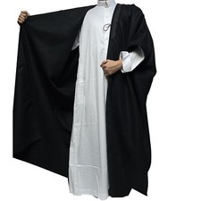 Premium Short Sleeve Arabian Bisht     Cloak Black Arab Dress Mishlah Robe Eid