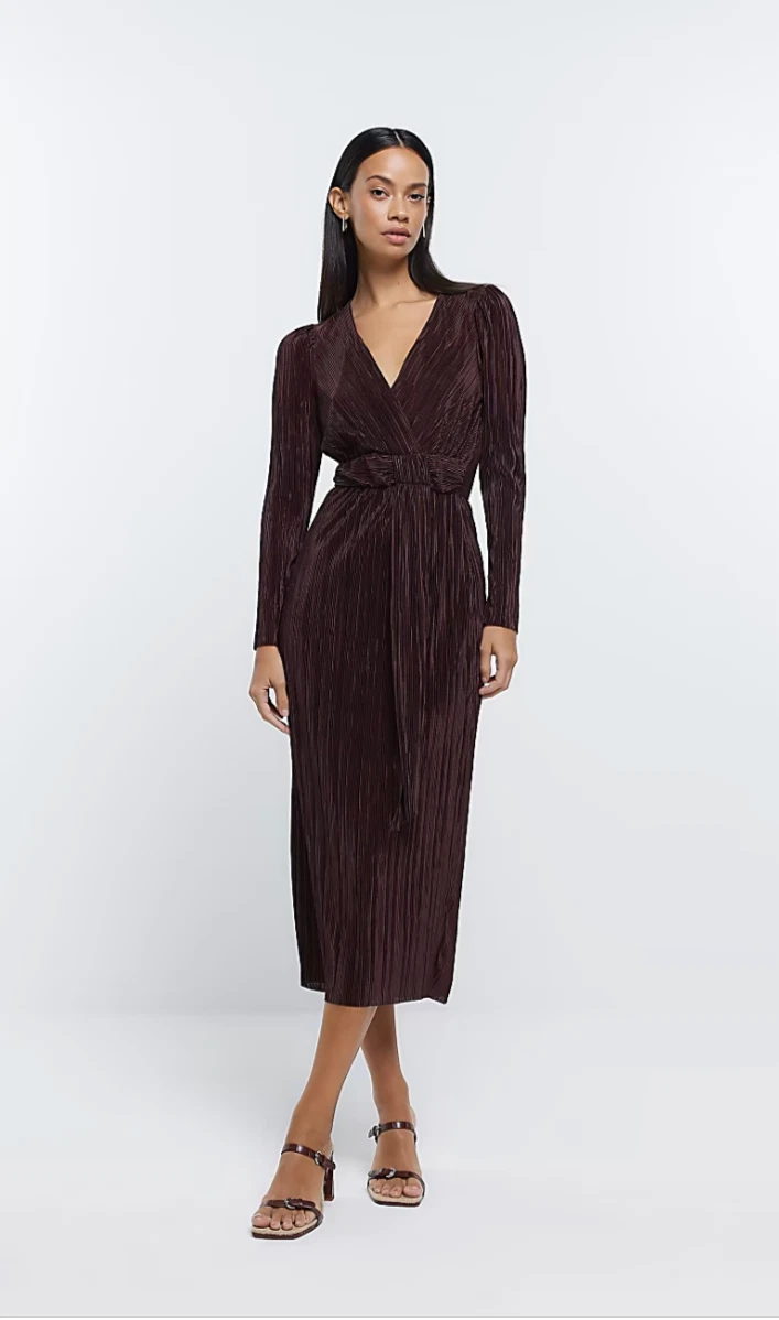 River island plisse midi dress sales