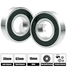 2x 6206-2RS-EMQ Ball Bearing EMQ Standard New RS Rubber Seal 30mm x 62mm x 16mm