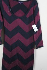 T/O Sweaters Dress Chevron Black and Burgundy Size S NWT MSRP $49