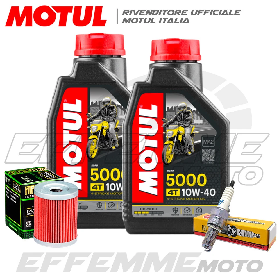 MOTUL + HIFLO + NGK Tagliando SUZUKI Burgman 400 1998-2006 (5000 10W40 Filtro olio candela)