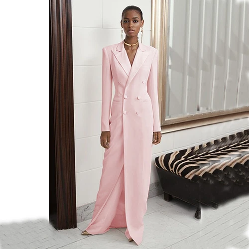 Womens Long Suit 2 Pieces Evening Party Slim Fit Long Jacket Wedding Outfit - Bild 7 von 13
