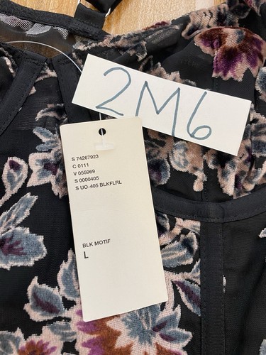 Urban Outfitters Bella Lace Mesh Velvet Black Floral Top Corset Women’s Size L - Picture 10 of 12