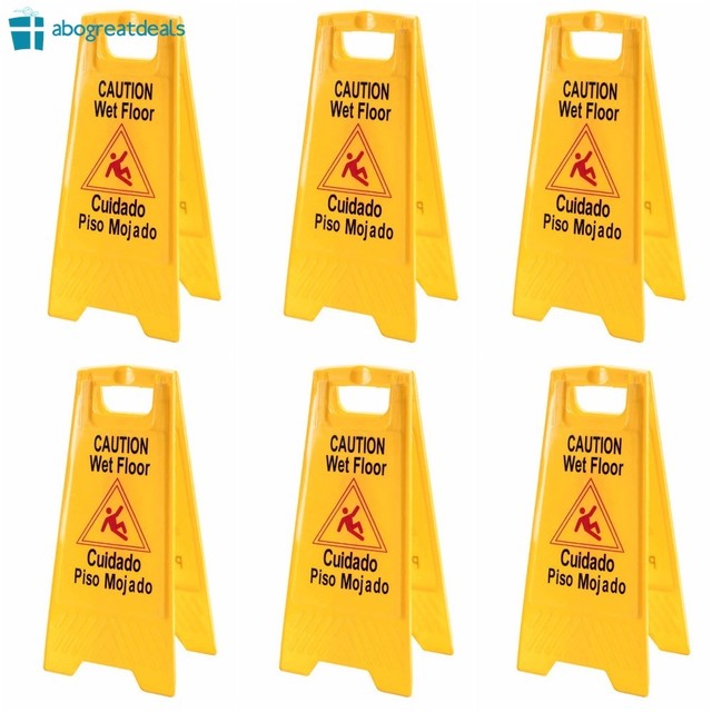 6 Pack Yellow Caution Wet Floor Signs Commercial Restaurant