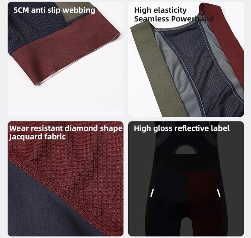 YKYWBIKE Men Cycling Bib Shorts Summer Tights Bib Pants Belgium Padded 8 Hours - Image 4 of 4