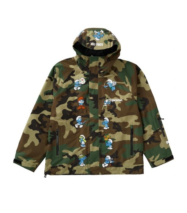 SUPREME x The Smurfs GORE-TEX Shell Jacket Woodland Camo SUPREME x The Smurfs GORE-TEX Shell Jacket Woodland Camo