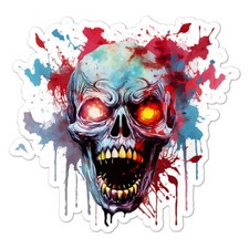 Scary Zombie Skull, Vinyl Decal Sticker, Indoor Outdoor, 3 Sizes, 11125