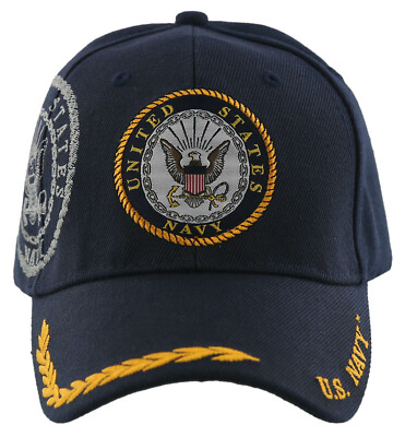 NEW! US NAVY USN ROUND SHADOW BALL CAP HAT NAVY LICENSED