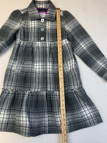 Justice Dress Coat Girls 12 Gray Plaid Lined Cottage Core - Picture 7 of 13