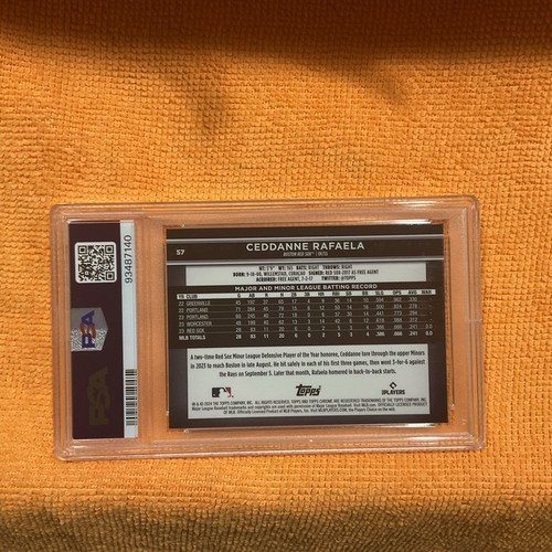 Ceddanne Rafaela Rookie 2024 Topps Chrome Black Variation SP #57 Red Sox PSA 10 - Picture 3 of 3