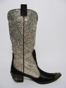 gold glitter cowboy boots