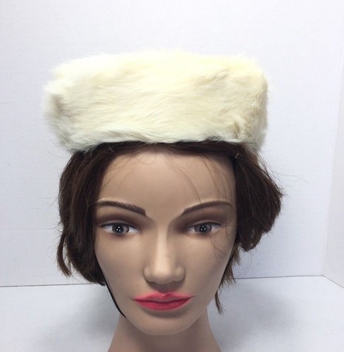 Faux Fur Pill Box Hat Snow Swirl 