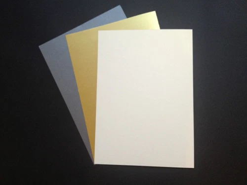 50 cartes Centura chatoyantes nacrées A4 260 g/m² ~ or blanc, or, argent