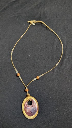Murano Glass Pendant Necklace Golden Multicolor