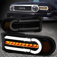 FOR 07-14 FJ CRUISER 3D LED DRL+SEQUENTIAL TURN SIGNAL BUMPER LIGHT TINTED/AMBER