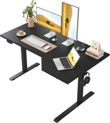 Klicelor L-förmiger höhenverstellbarer Schreibtisch, 150 x (60-90 cm), elektrisch stehender DE