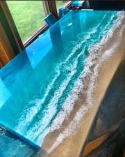 Ocean Waves Unique Epoxy Resin Dining Table Epoxy Counter Top Resin Coffee Table