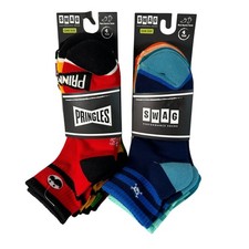 4 Pairs SWAG Pringles Mens Quarter Socks One Size Performance Cotton Blend