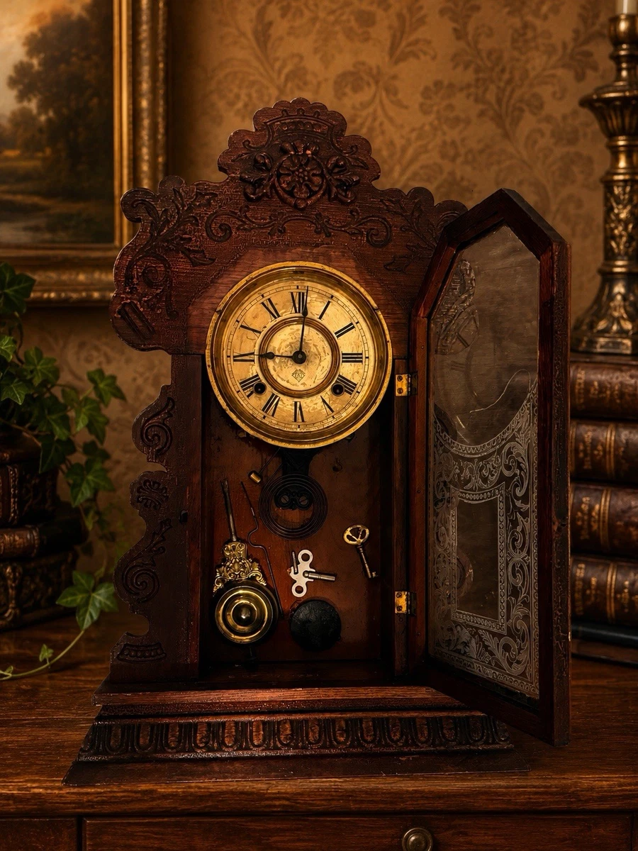 Ansonia Clock Key In Collectible Shelf & Mantel Clocks (Pre-1930